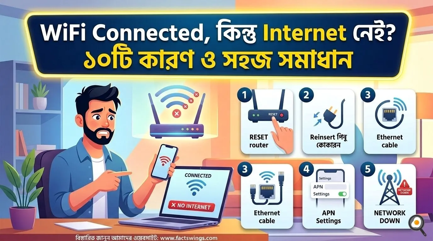 WiFi Connected But No Internet? ১০টি কারণ ও সহজ সমাধান 1 WiFi Connected but no internet fix
