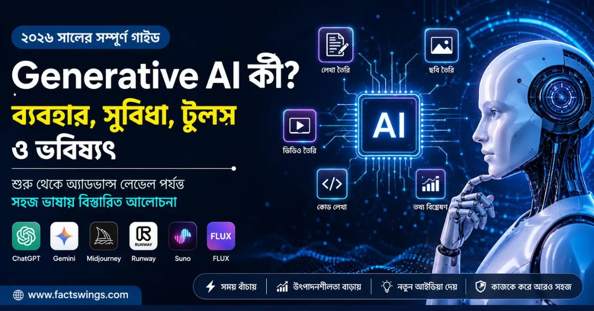 Generative AI দিয়ে ব্লগ, ছবি, ভিডিও ও মিউজিক তৈরি: সম্পূর্ণ বাংলা গাইড (২০২৬) 1 Generative AI দিয়ে ব্লগ ছবি ভিডিও ও মিউজিক তৈরি